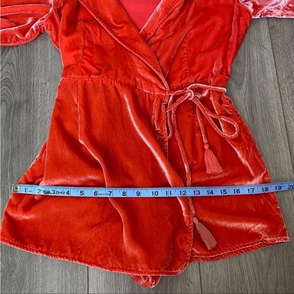 Free People Viola Velvet Romper In Red/Pink Size Small - Picture 2 of 5
